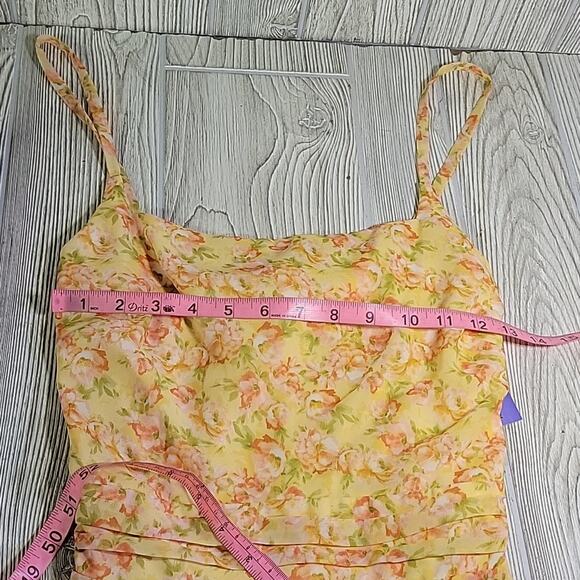 Morgan and Co. Juniors Mini Dress With Layered Skirt Yellow Peach Size M NWT - Picture 12 of 13